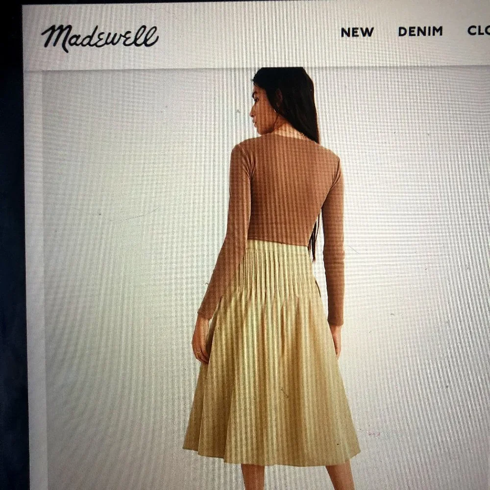 Button-Front Pintuck Midi Skirt (CURRENTLY SOLD_OUT On Madewell - Picture 4 of 8